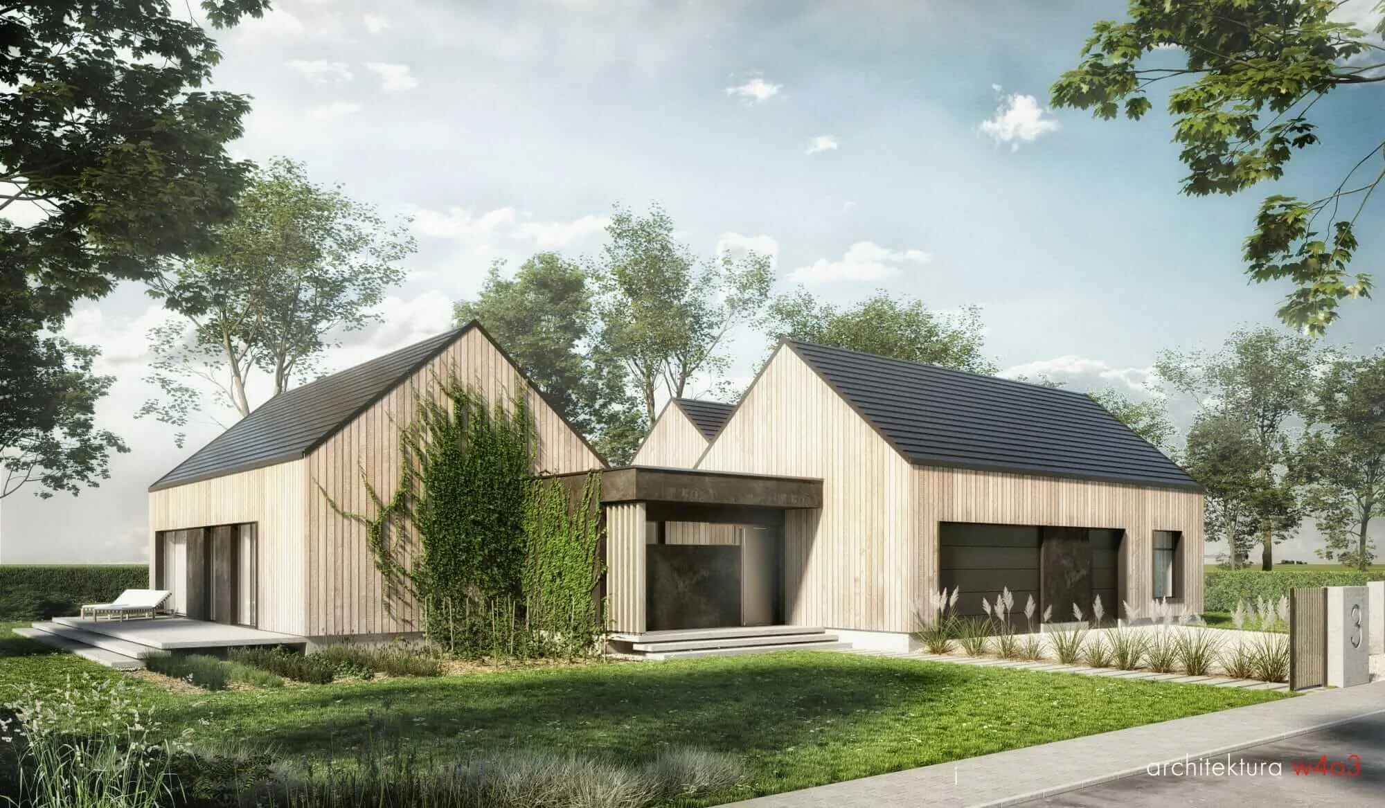 Zrealizowany dom jednorodzinny – widok elewacji frontowej